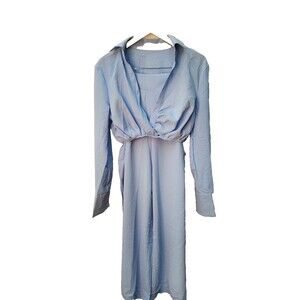 NWOT- Large Light Blue Crop Top and Matching Pants